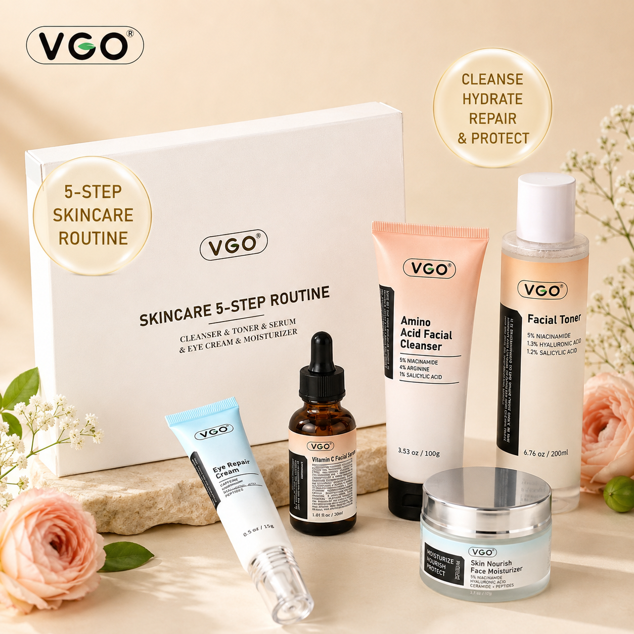 C.R. Select Luxury Complete 5-Step Skincare Routine Set